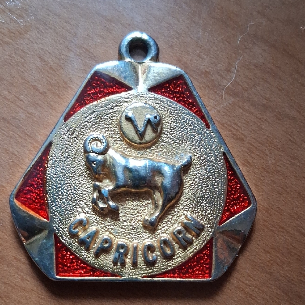 Zodiac Capricorn Pendant Necklace in Red and Gold